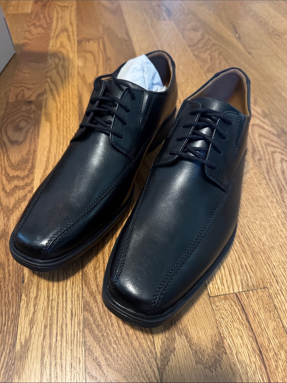 Clarks Men’s Tilden Walk Black Leather Shoes Sz 9.5
